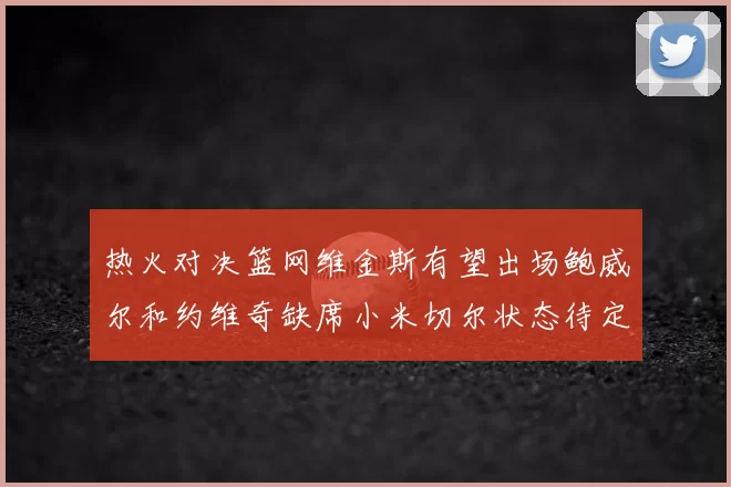 热火对决篮网维金斯有望出场鲍威尔和约维奇缺席小米切尔状态待定